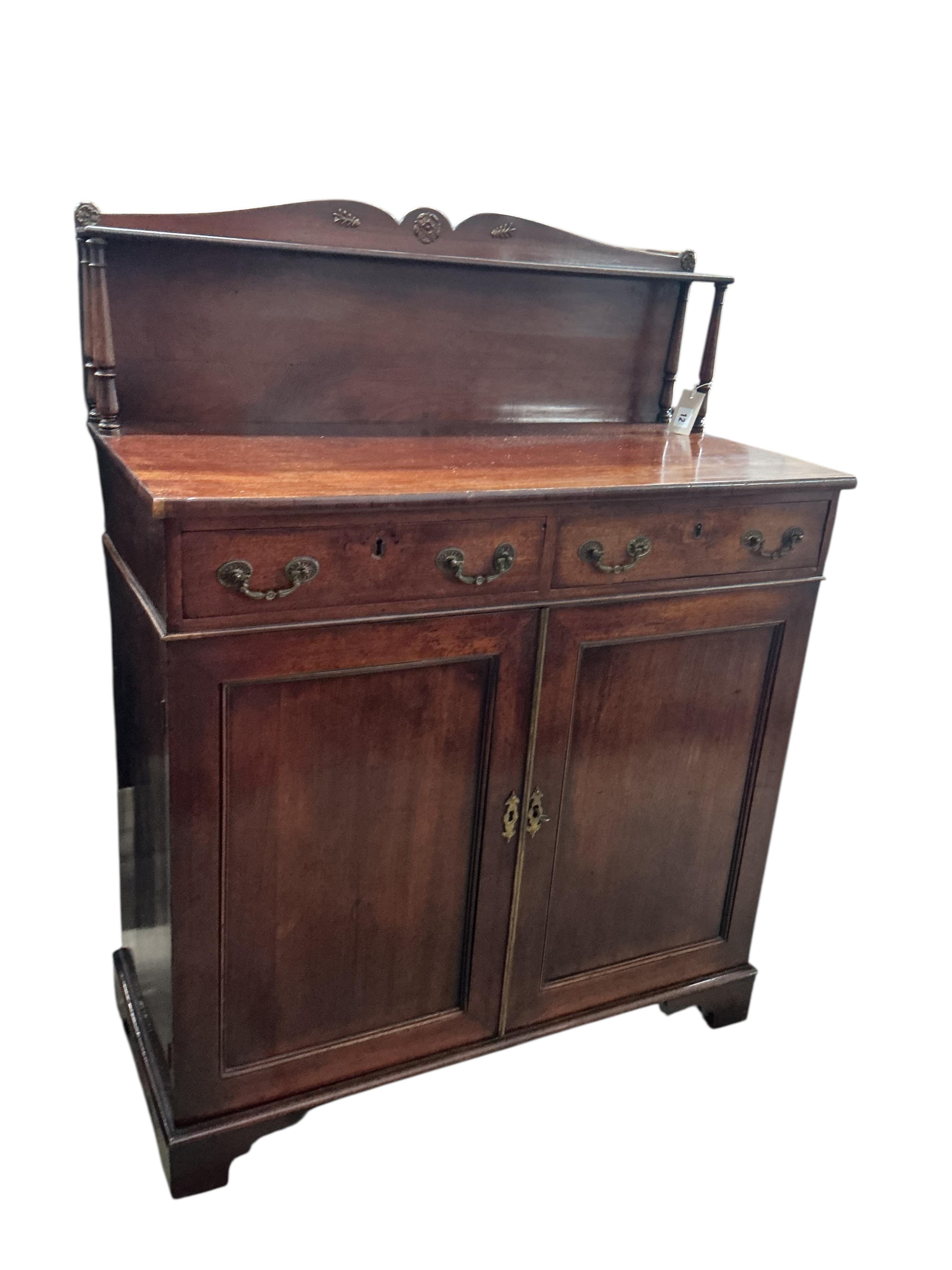 A Regency mahogany chiffonier, width 89cm, depth 41cm, height 116cm